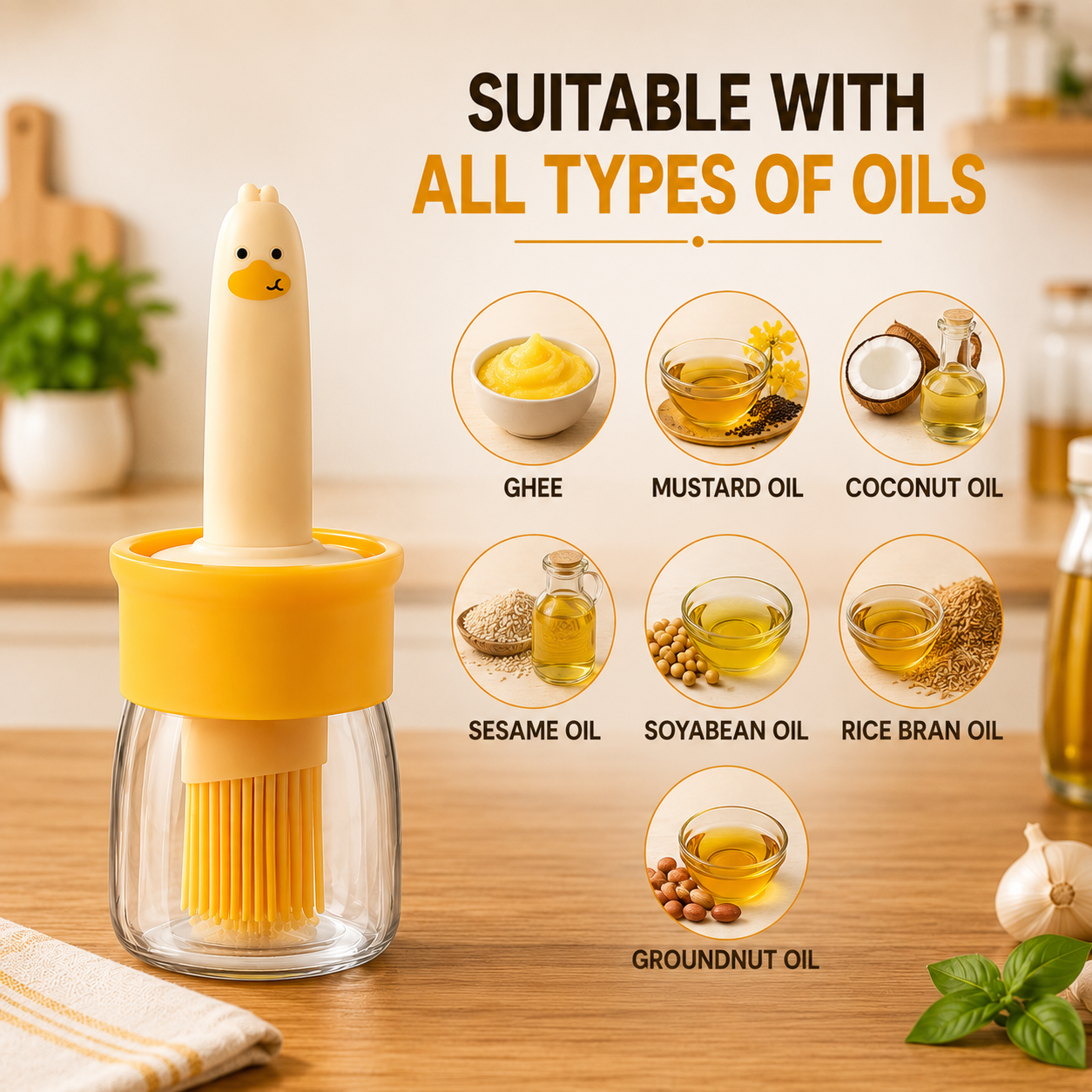 BrushFlow™  One for Oil. One for Ghee.